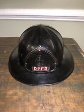 Nice Vintage Cairns Black Fire Helmet w/ Leather Shield DPFD Station 4 New York? picture