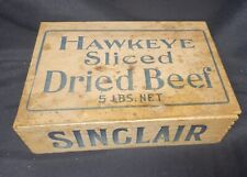 Advertising Rare Antique Hawkeye Dried Beef Vintage Small 11 x 8 x 4 Wooden Box picture