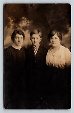 RPPC Two Ladies & One Boy in Striped Tie CYKO 1904-1920s VTG Postcard 1386 picture