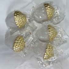 Dept 56 Frosted Acrylic Acorns With Gold Caps Set Of 5 Ornaments NOS picture