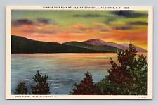 Postcard Buck Mountain Sunrise Lake George New York NY, Vintage Linen J19 picture