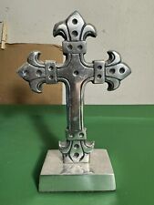 Vintage Antique Silver Cross French Crucifix  Stand picture