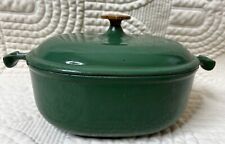Vintage Le Creuset Enzo Mari La Mama Green #25 Oval Baking Oven Pan With Lid picture