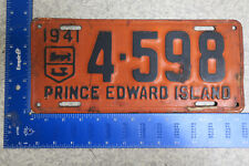 Prince Edward island License Plate 1941 41 Tag #4598 4-598 picture