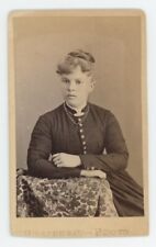 Antique CDV Circa 1870s Beautiful Young Woman in Button Dress Hemingway Photo picture
