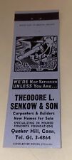 Vintage Matchbook Cover Matchcover Theodore L Senkow & Son Carpenters  CT picture