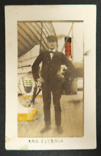 RMS Ivernia Postcard Steamship RPPC Ocean Liner Image of Crew Sailor 1908 picture