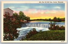 Racine Wisconsin~Old Mill Dam~Curteich~1939 Linen Postcard picture