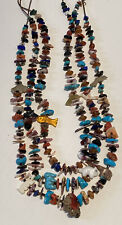 Navajo/Zuni 3 Strand Fetish Necklace Turquoise Precious Stones Carvings picture