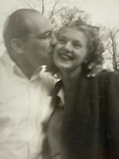 AfC) Found Photo Photograph Vintage Beautiful Blonde Woman Kissing Cheek Cute picture