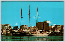 c1960s Puerto Rico Miramar San Juan Sailboats Harbor Dock Vintage Postcard picture