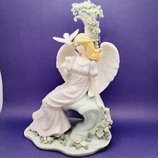 Vtg O'Well large Porcelain Angel Figure Sitting on Bench in Garden Collectors Ed picture