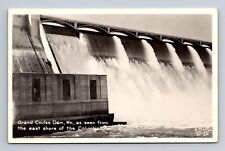 c1947 RPPC Postcard Grand Coulee Dam WA Washington East Shore Columbia River picture