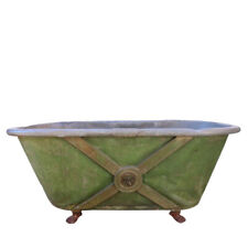 1825 Antique French Empire Green Zinc & Iron Lion Clawfoot Double-End Bathtub picture