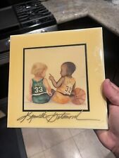 Rare Signed Ceramic Tile Kenneth Gatewood “ Let’s Play “ Magic & Bird . picture