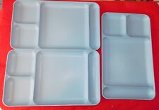 Vintage Tupperware Divided Serving Tray 1535-1 Cafeteria Style Blue, set of 3 picture