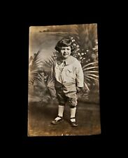 Antique Kid Striped Clothes Rppc Photograph Postcard picture