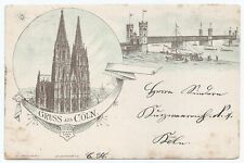Cologne Germany, Antique PC, Lithograph-Undivided Back, Greetings-1890 picture