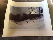 Wayne Davies The Run Home 1940 large artist signed Skiing  print 25X32 inches picture