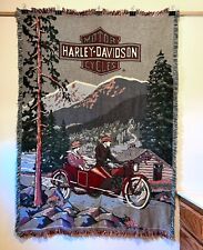 Vintage 1995 Harley Davidson Antique Motorcycle Rare Tapestry Throw Blanket picture