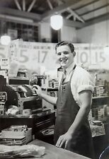 Vintage Photograph Cute Grocery Store Check Out Guy Advertising picture