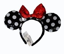 Disney Parks Black Minnie Mouse Bow Sequins Polka Dot Ears Headband Ears picture