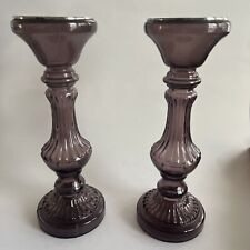 Vintage Pair of Purple/Gray Glass Pillars for candles picture