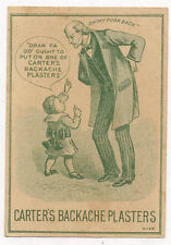 CARTER'S BACKACHE PLASTERS VICTORIAN TRADE CARD ~ MAN WITH BACKACHE TC1919 picture