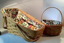 Longaberger Veg. Basket Swing Handles Classic Small Lined Basket Signed 1997 picture