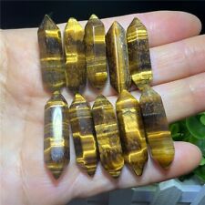 10pcs Natural tiger's-eye Obelisk Quartz Crystal Wand Double Point Healing picture