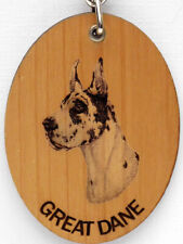 HARLEQUIN GREAT DANE WOODEN KEY CHAIN picture