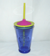 Starbucks Grande Hawaii Pink Umbrella Blue Recycled Glass Tumbler picture