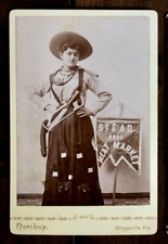 Cowgirl Banner Lady Meat Market Sign Amazing Dress Victorian Advertising Photo picture