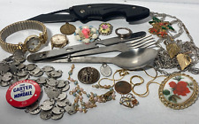 Vintage Junk Drawer Lot Jewelry Watches Signed Hans Jensen Denmark Pendant #322 picture