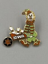 Vintage IOWA CLOWN Pushing Bowling Pins Lapel Pin Brooch picture