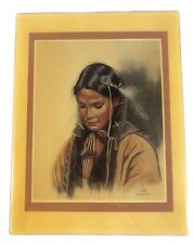 Penni Anne Cross Signed, Dated  Decorative  Art Tile Young Crow Indian Girl 1979 picture