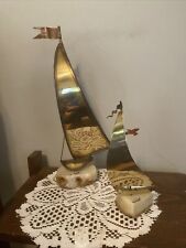 Two John Demott Sail Brass Sailboats, signed Both On Marble picture