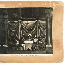 Jesus Christ Lord's Supper Stereoview c1885 Christian Religious Bible Art F921 picture