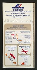 1990 AIR FRANCE Boeing 747-100/200 SAFETY CARD airways airlines brochure booklet picture