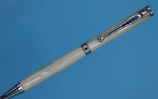 Fancy Slimline Ballpoint Pen in Rhodium Finish with Awabi Abalone Shell MOP picture