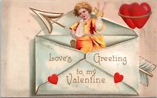 Valentine Postcard- Unsigned Clapsaddle - Child in Envelope Pierced by Arrow picture