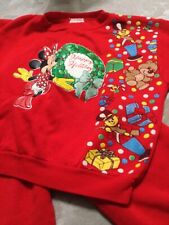 Vintage 80’s Disney Minnie Mickey Mouse Christmas Sweatsuit Toddler M 5/6 picture