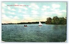 1909 View Of Sailing & Fishing Fox Lake Illinois IL Posted Antique Postcard picture