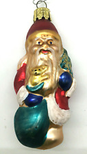 Hand Crafted Figural Santa Ornament Hand Blown Mercury Glass 4
