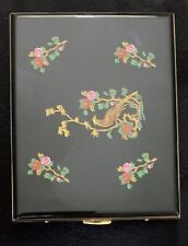 Vintage Colibri Black Floral Asian Design Cigarette Case 4x3.25 picture