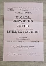 1909 Commission Merchants Cattle Hog Sheep Prices Union Stock Yard Pittsburgh PA picture