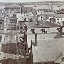 Antique 1860s Main Street Of Portland Maine Downtown Stereoview Photo Card V1967 picture