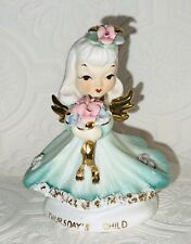 Lefton Thursday’s Child Angel Figurine Porcelain Gold Wings Days Of The Week picture