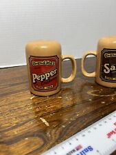 Vintage Grandma's Salt Pepper Shakers Easy Pouring Since 1888 Brown Mugs picture