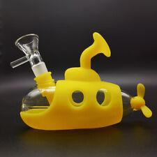 4.9 Inch Glass & Silicone Yellow submarine Water Pipe Bong Hookah Bubbler +Bowl picture